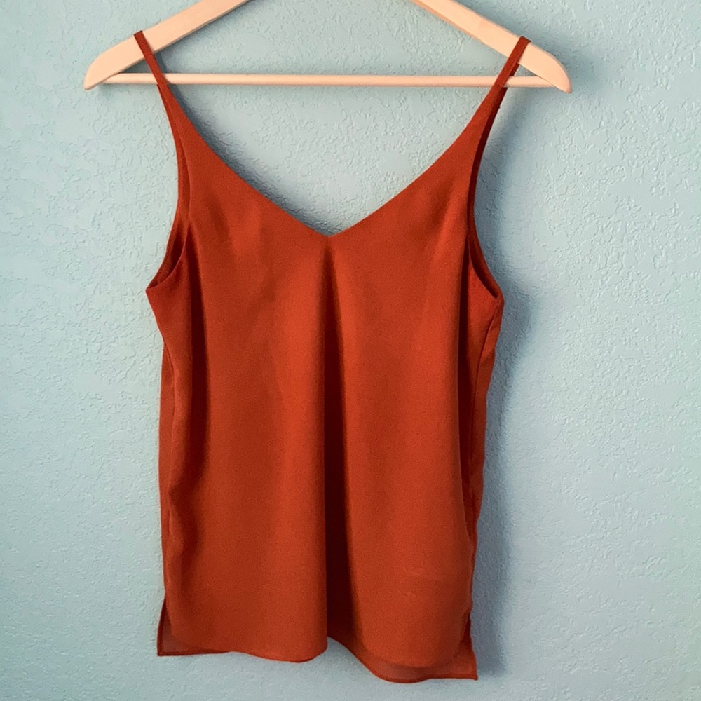 Topshop Chiffon Burnt Orange Tank